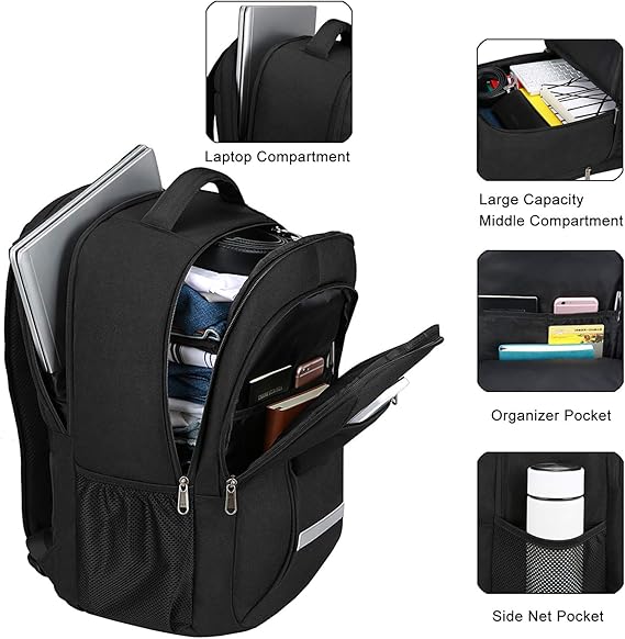 Mochila para hombre, mochila de viaje para portátil con puerto USB de carga