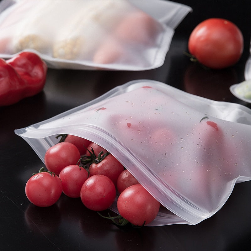 BOLSAS DE SILICONA REUTILIZABLES PARA ALMACENAMIENTO DE ALIMENTOS