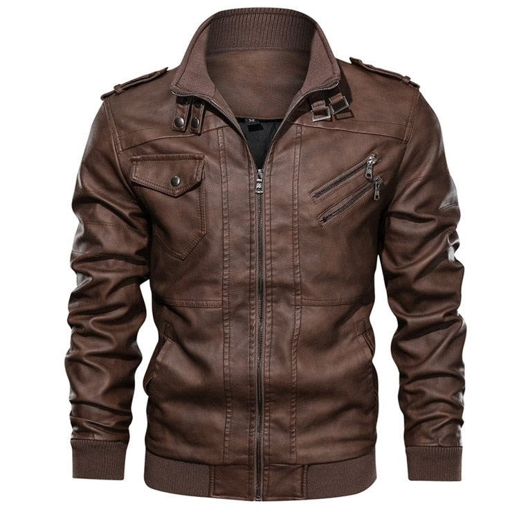 Chaqueta motera de cuero para hombre