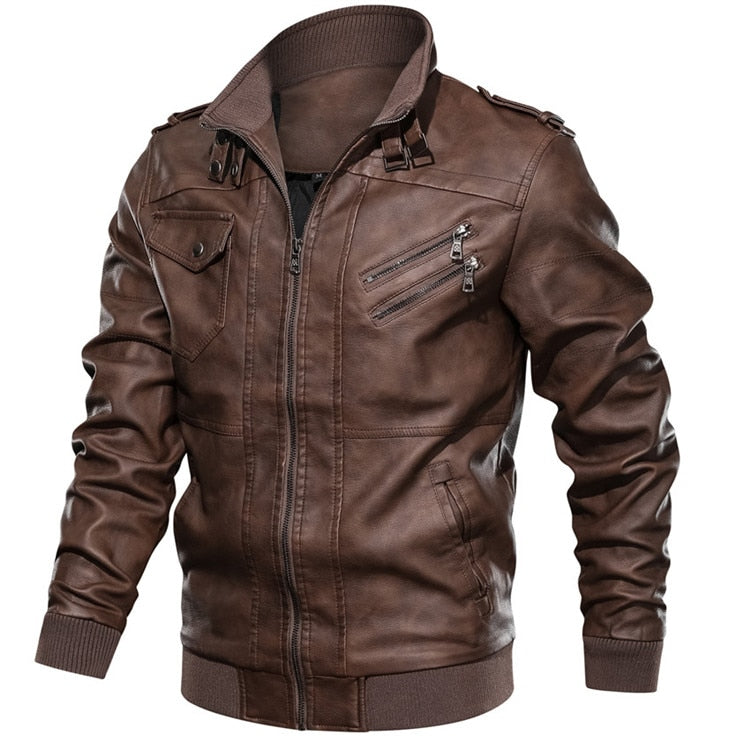 Chaqueta motera de cuero para hombre