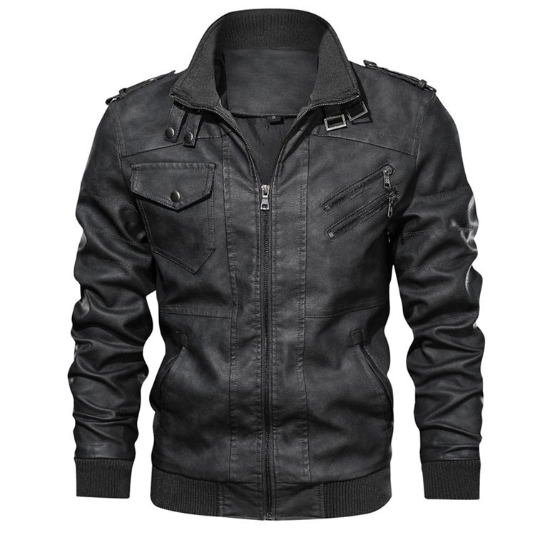 Chaqueta motera de cuero para hombre