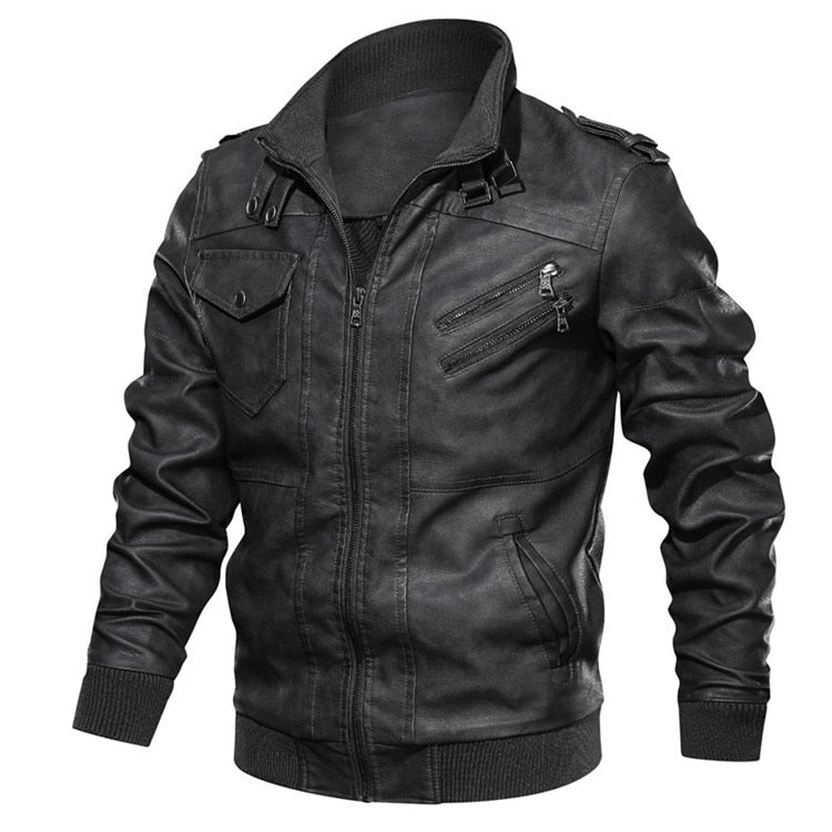 Chaqueta motera de cuero para hombre